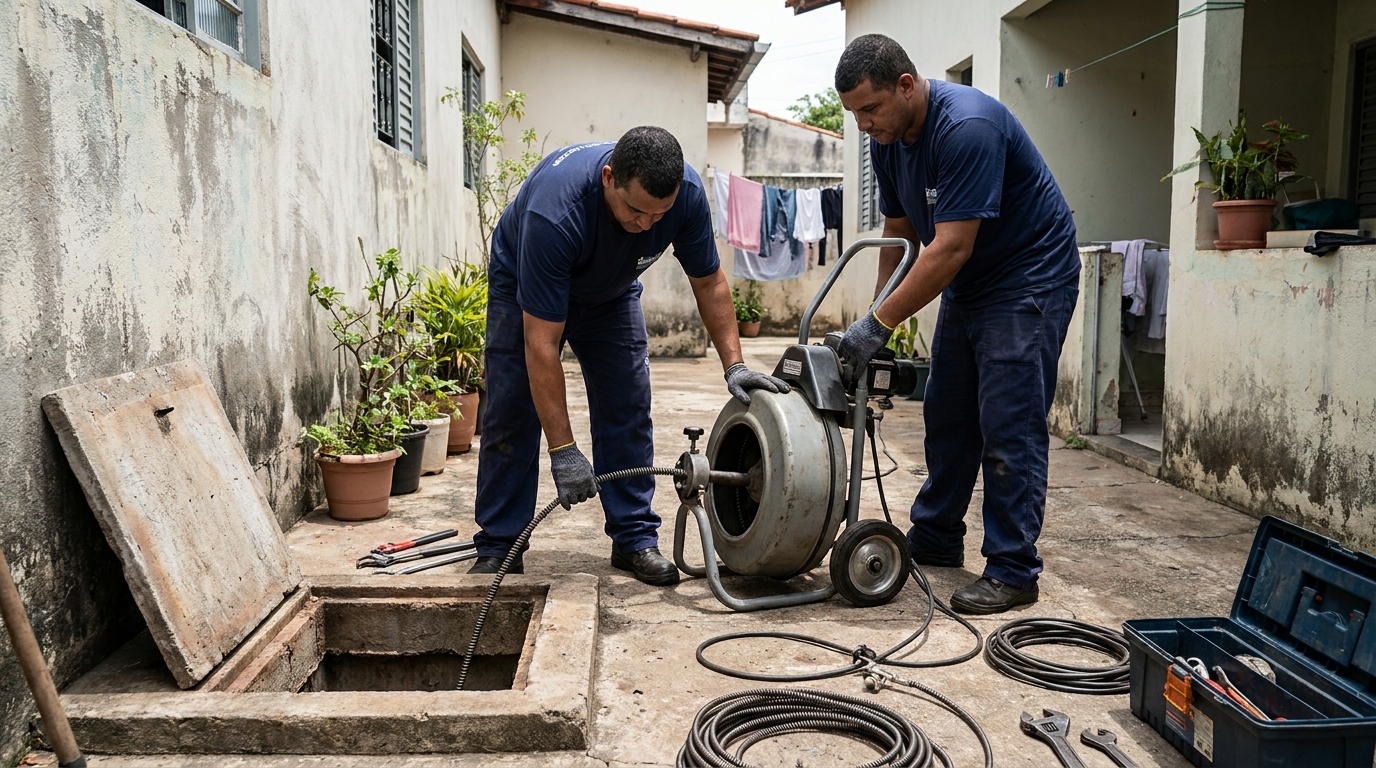 Desentupimento de Coluna Sanitária no Ininga, Teresina‑PI